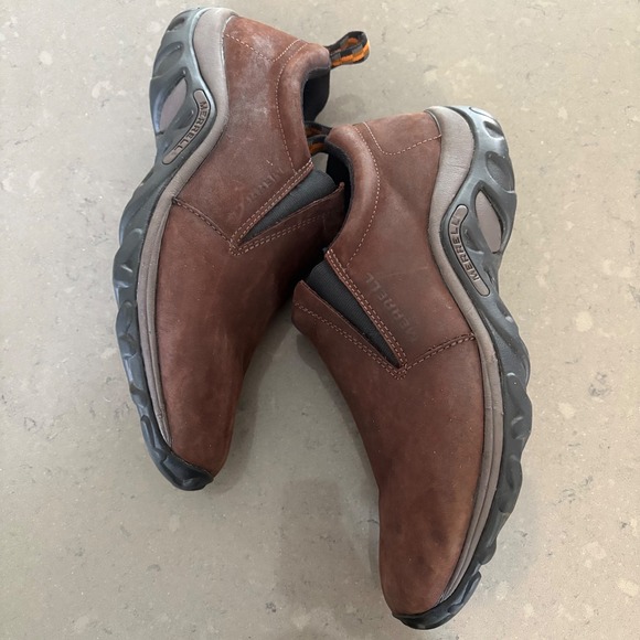 Merrell‎ Jungle Moc Nubuck Men 13 Brown Leather Slip On Shoe Work Casual READ - Picture 3 of 7